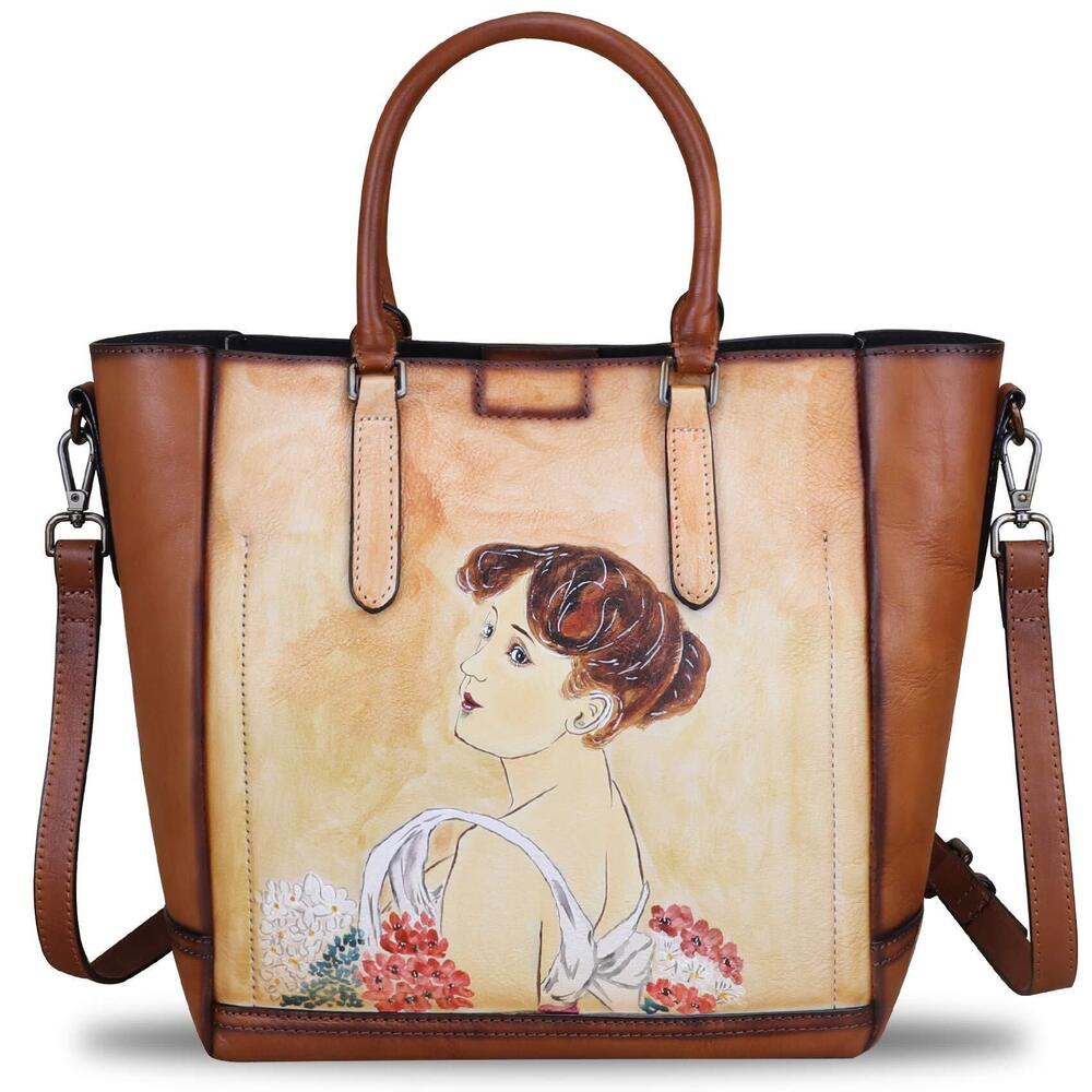 4869 Leather Handbags Vintage Handmade Tote Purse Cowhide Shoulder Bag
